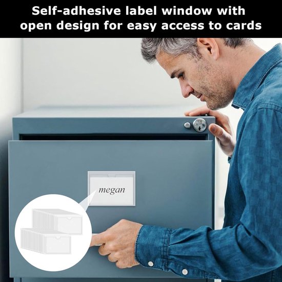 Pack van 40 Zelfklevende Labelhouders - Business Card Slots - Metaal voor Draadplanken - Prijslabels voor Goederen Markering van Merkloos	 — afbeelding 5