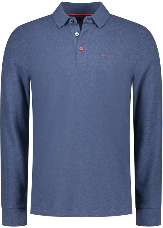 NZA New Zealand Auckland - Polo Lange mouw - Heren - XL - Blauw - Katoen - 25GN200