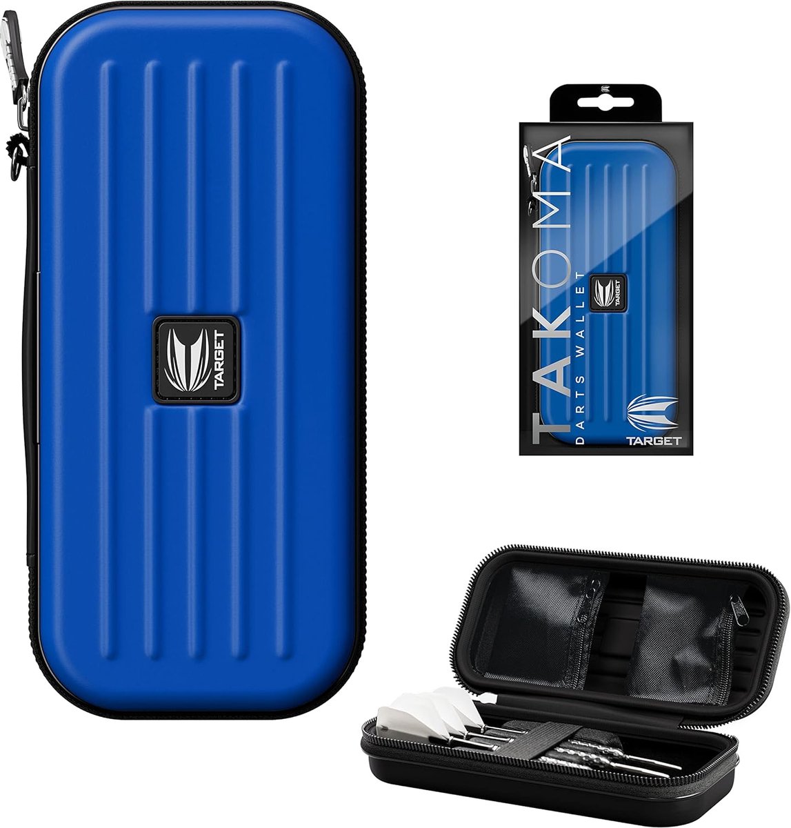 Target Darts Takoma Regular Dartportefeuille Blauw - Duurzaam EVA Etui voor 3 Volledig Gemonteerde Darts - Beschermende Opbergtas met Ritsvakjes voor Flights en Shafts