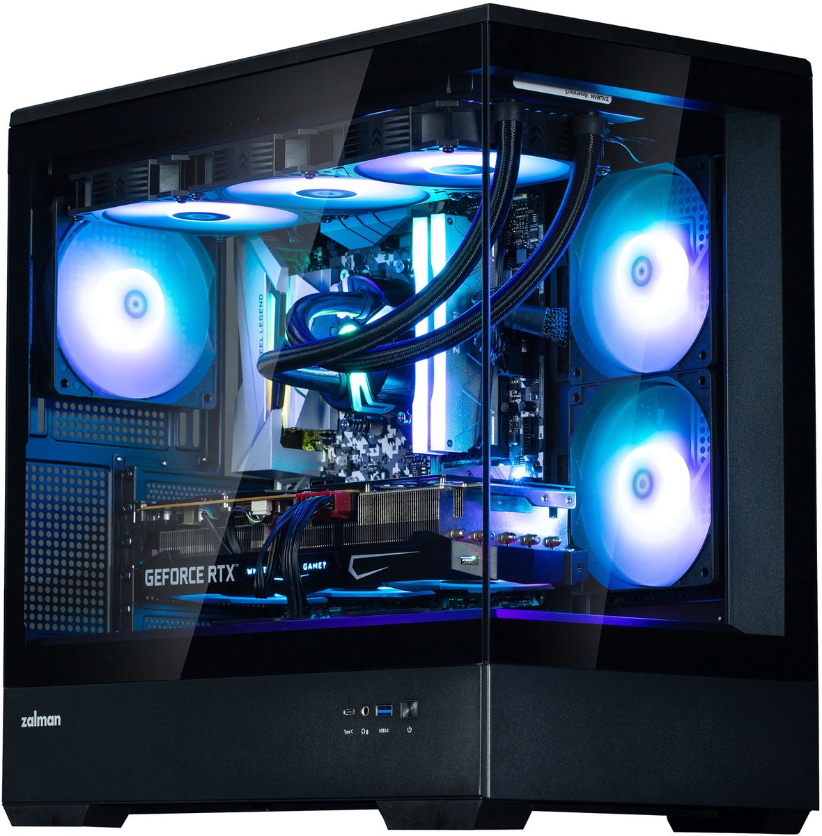 Mini Tower PC-behuizing zonder voeding - ZALMAN P30 BW (zwart/wit) - Micro ATX/Mini-ITX - 3x120mm A-RGB - USB-C/3.0/HD Audio