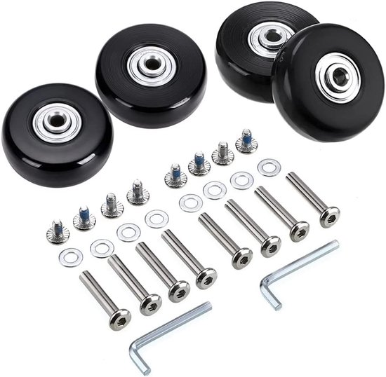 Baggage H237 Reservewieltjes, 4 stuks, reservewielen voor kofferreparatie, 360° draaibare koffer, reservewielen met 2 bevestigingsgaten Baggage H237 Reservewieltjes, 4 stuks, reservewielen voor kofferreparatie, 360° draaibare koffer, reservewielen met 2 bevestigingsgaten