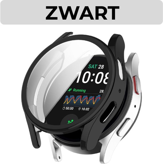 Strap-it schokbestendig TPU hoesje geschikt voor Samsung Galaxy Watch 7 – 44mm (zwart) – duurzame beschermhoes met geïntegreerde screen protector – optimale bescherming voor je smartwatch