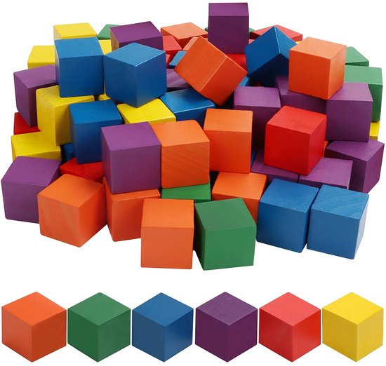 Belle Vous 100 Pak Houten Kubussen 4 Geassorteerde Natuurlijk Onbewerkte Naaldhouten Vierkante Blokken Diy Kunst Hobby Puzzels Educatieve Alfabet Nummer En Geschenken 593190834
