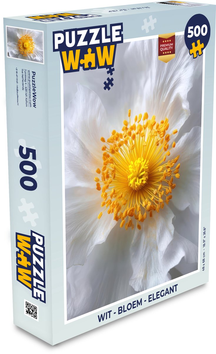 Puzzel Wit - Bloem - Elegant - Legpuzzel - Puzzel 500 stukjes