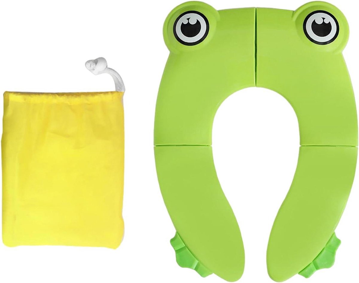 ByShane - Toiletbril met Trekkoord Tas voor Peuters | Peutertoiletbril | Trainingspotje Onderlegger | Schattige Cartoon Toiletmat | Groene Kikker Design