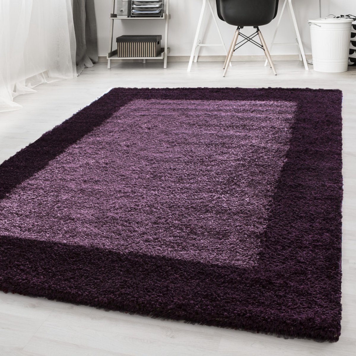 Muratap Basic Shaggy Kader vloerkleed Paars Hoogpolig- 240x340 CM