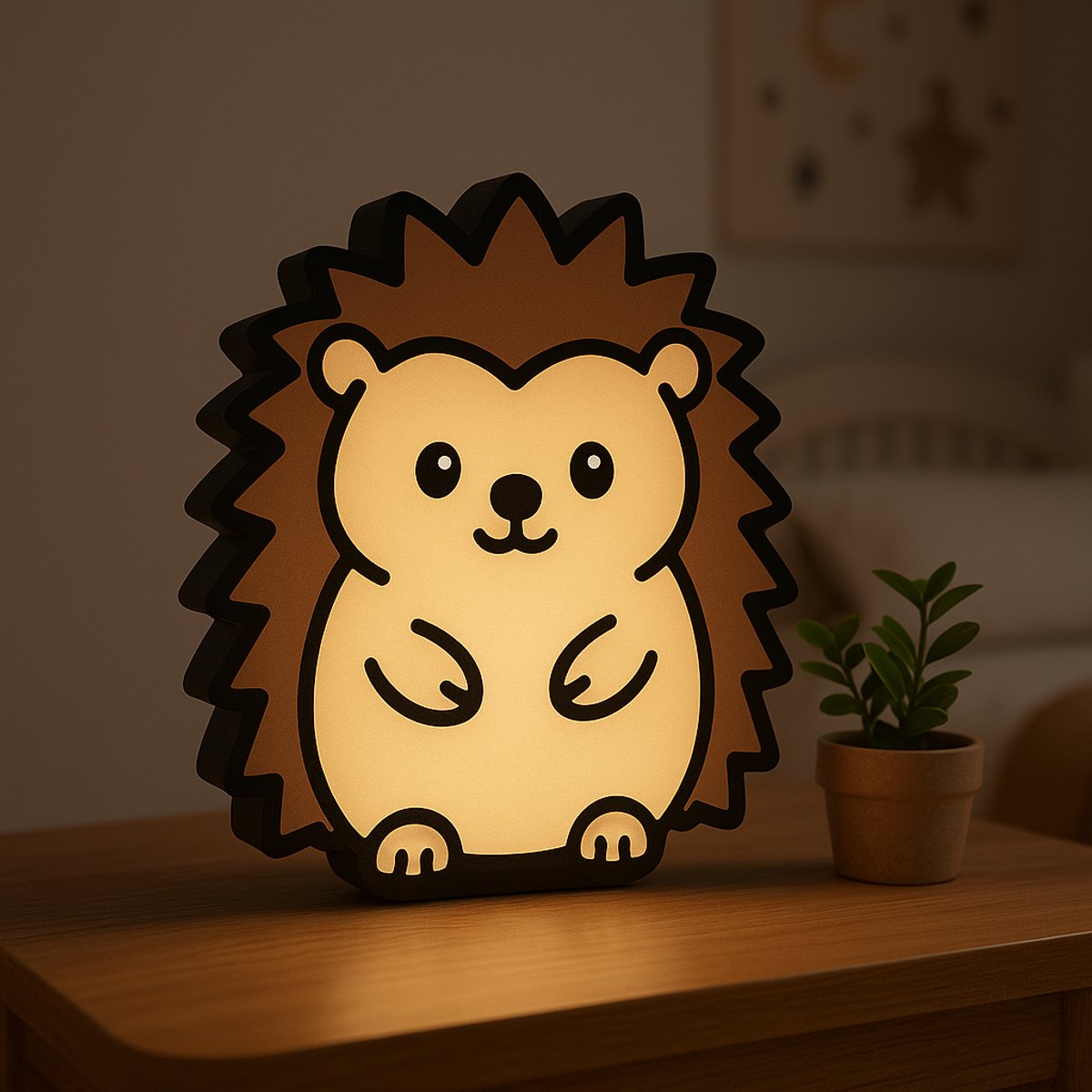 Kawaii Egel Nachtlamp – Cartoon Lightbox voor Kinderen – Schattige Dierenlamp met USB – Pe