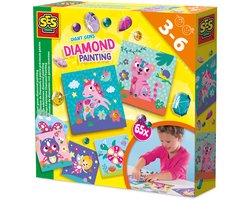 SES Creative - Giga Edelstenen Diamond Painting - extra grote zelfklevende diamanten in verschillende vormen en kleuren - inclusief geïllustreerde kaarten - Knutselen