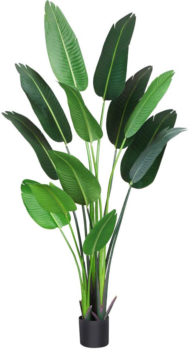 Fopamtri Kunstplant Kunstmatige Paradijsvogelboom 180 cm Plastic Plant Palm in Pot Tropische Hawaï Groene Nepplant voor Slaapkamer Woonkamer Tuindecoratie (1 Stuk)