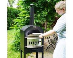 HEAT Pizzaoven Ovnhus - Houtgestookte Pizzaoven - Met Barbecue Grill - Makkelijk te Verplaatsen - 50x36x160 cm
