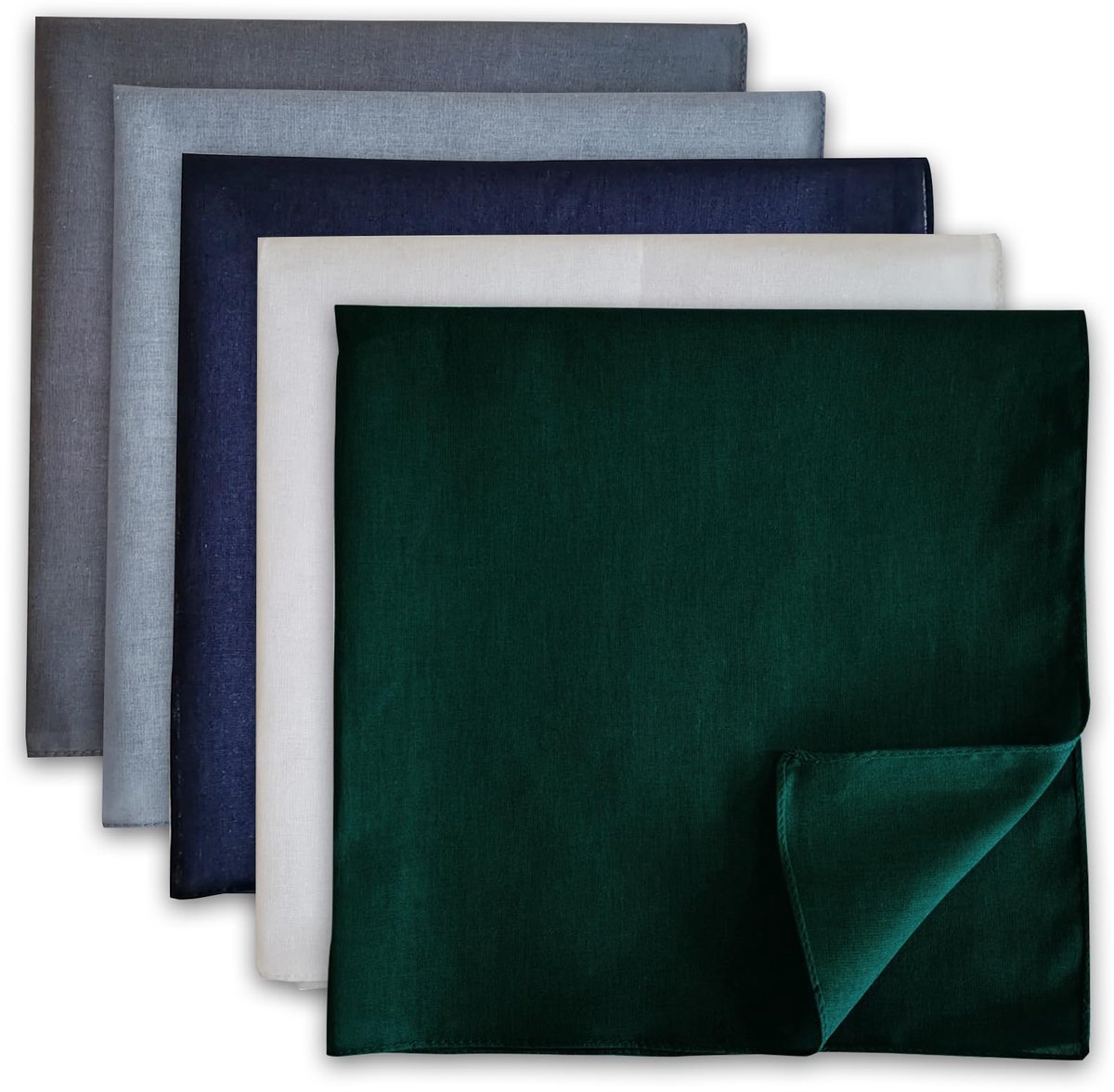 Ibenzoa® Set van 5 Luxe Katoenen Herenzakdoeken in Diverse Kleuren, Groot Formaat 54 cm