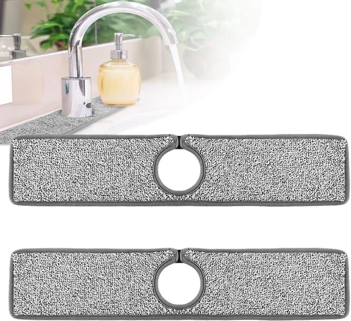 Allecto Plus - 2-pack absorberende mat voor aanrecht - Spatmat voor gootsteenkraan - Wikke