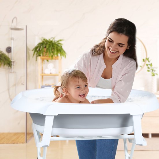 Opvouwbaar Baby Bad - Opvouwbaar - Draagbaar - Met Stop - Draagvermogen 10kg - Grijs - 85 x 47 x 21 cm van Merkloos — afbeelding 4
