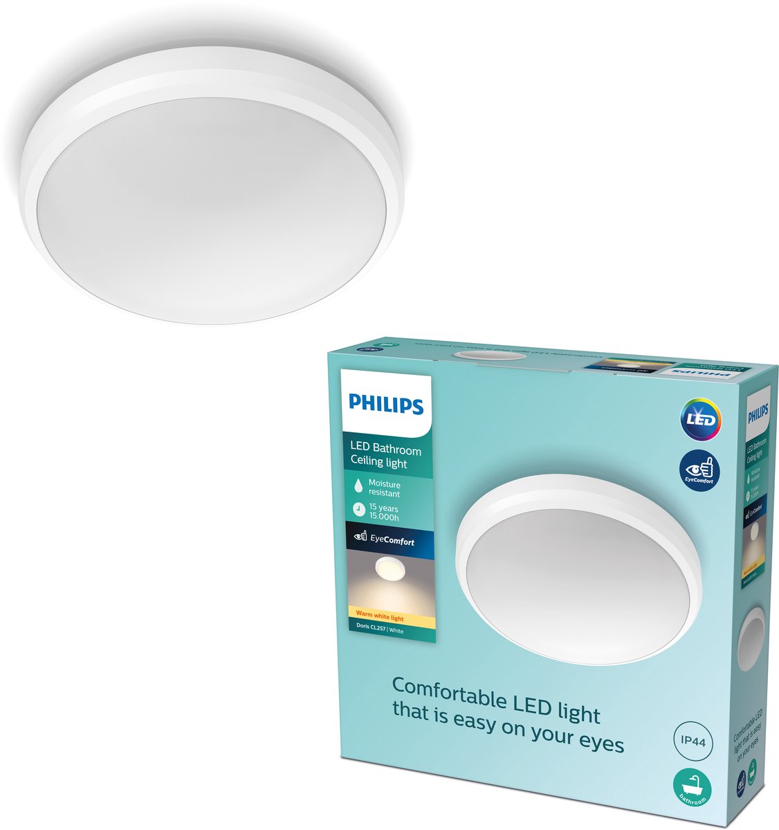 Philips Doris badkamerplafonnière - wit - klein - 6 W
