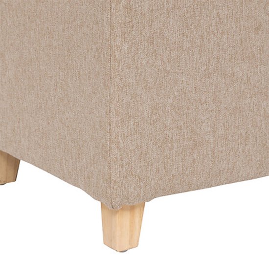 Pouf Velours Atmosphera Léandre - 35x35x35cm - Repose-pieds - Beige
