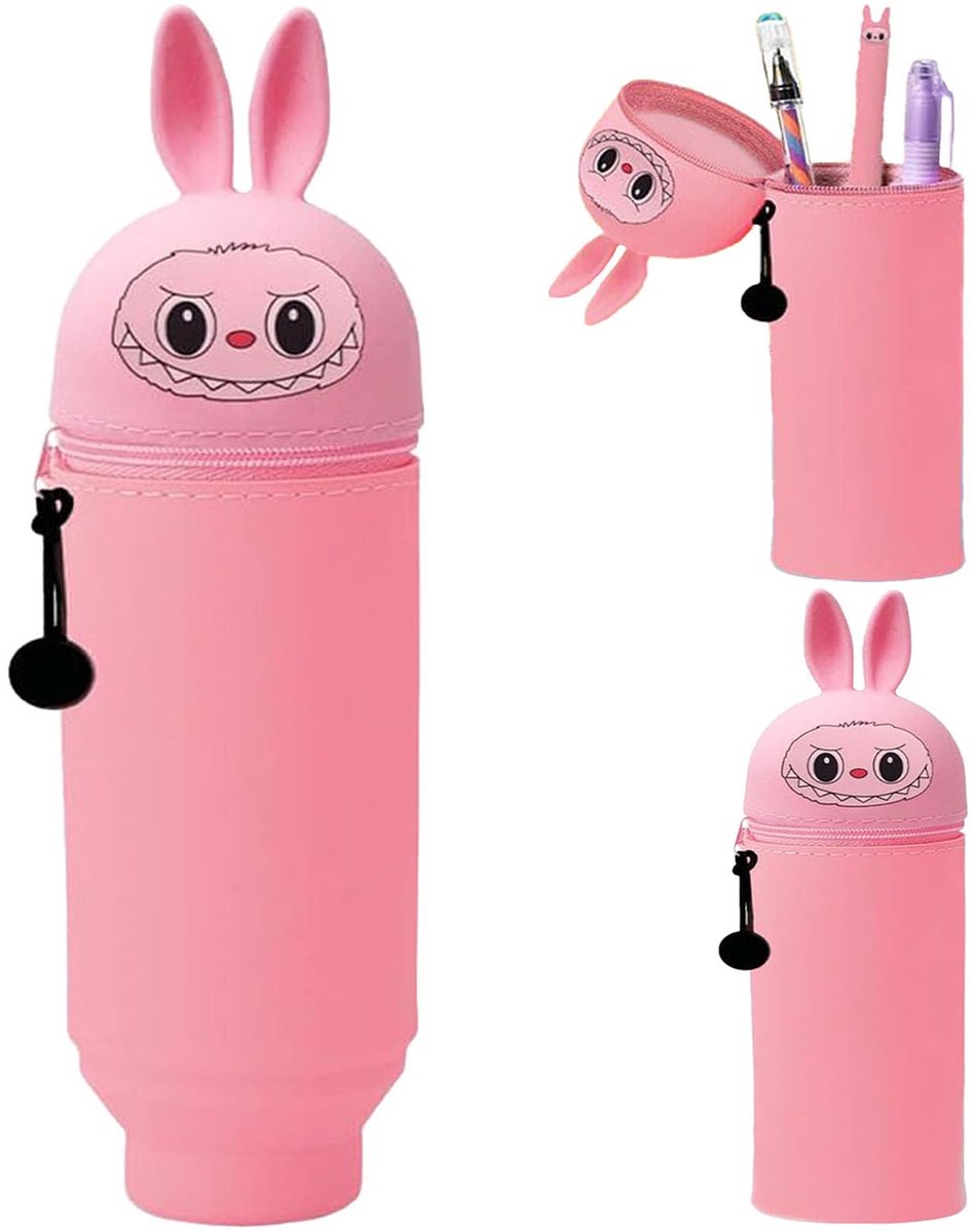 Kawaii Siliconen Etui - Met Rits en Pennenhouder - Voor School & Kantoor