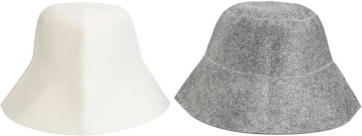 Vilt Saunahoed - Hoofdbescherming - Badmuts - Wateropname - Sauna Accessoires - Grijs/Wit