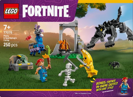 Boîte de jeu LEGO Fortnite Peely & Sparkplug's Camp.
