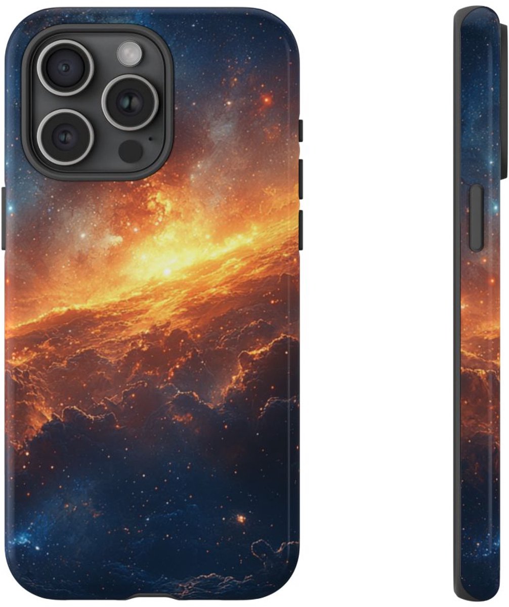 Vurige Kosmische Nevel – Telefoonhoesje Geschikt voor iPhone 15 Pro Max