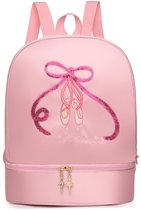 Sac à dos de Danse, de ballet ou de fitness avec espace spécial pour chaussons de ballet/baskets, 33 x 27 x 18 cm, rose