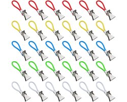 30 Pcs Tea Towel Clips - 5 Kleurige Metalen Pliers - Keuken Handdoek Hangende Clips - Geschikt voor Vakantiehuizen Strand Badkamer Schoonmaakdoeken Hangend aan Kasten Deuren