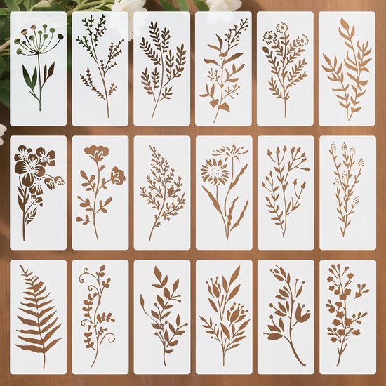 Winmany 60 Stuk s Sjabloon Voor Schilderen Vlinder Bloem Vogel Tekening Sjabloon Herbruikbare Opengewerkte Stencil Schilderen Diy Ambachten Op Hout Muur Home Decor Vlinder bloem vogel 3*3in