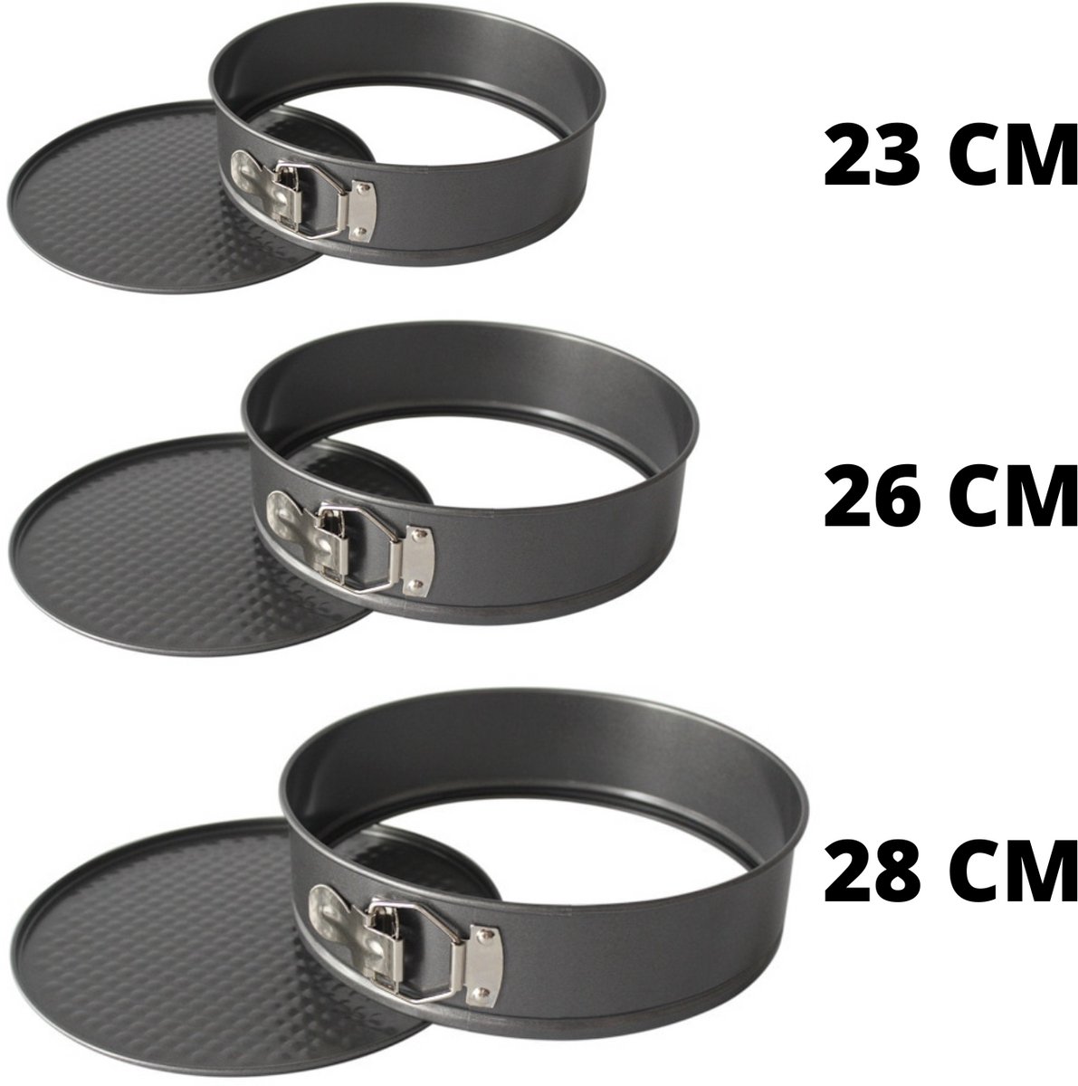 3-Delige Ronde RVS Oven Bakvorm - Springvorm Set - Bak Vorm Voor Oven - Bakblik Taartvorm - Voor Het Bakken Van Cake Taarten Quiche - Cakevorm - Quichevorm - Taartblik Ring Metalen Ovenvorm - Rond - Ovenbakvorm 23/26/28cm - Set Van 3 – foto 8