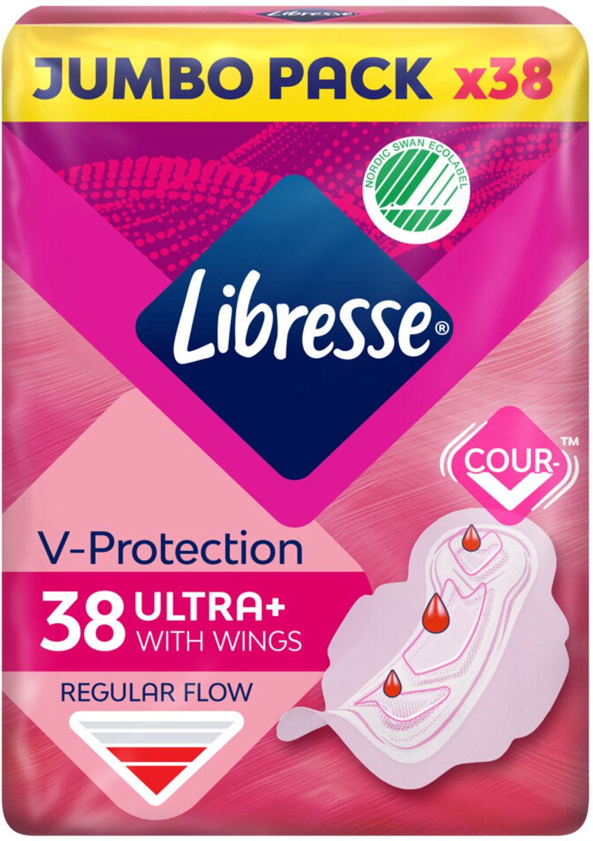 Bol.com Libresse Ultra+ Regular Maandverband met vleugels - Jumbo Pack - 8 x 38 = 304 stuks aanbieding
