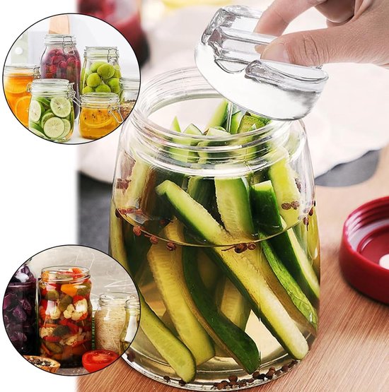 Lot De 4 Poids En Verre Pour Fermentation - 175g Avec Poignée, Pour Bocaux Mason Bouche Large