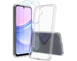 Coque + Glas pour Samsung Galaxy A17 5G - Transparente - Coque arrière antichoc Casemania avec 2 Protecteurs d'écran en Verres trempé - Protection Extra résistante contre les chutes et les impacts