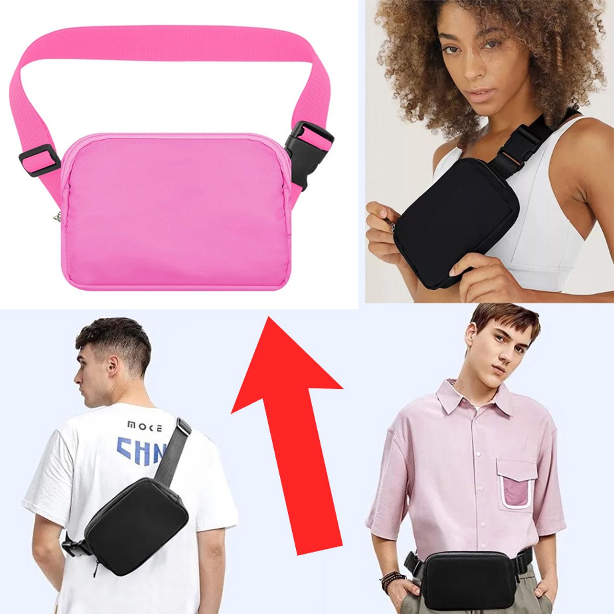 Actie4you® - Heuptas - Fanny Pack – Unisex - Buideltas - Schoudertas - Heuptasje Dames en Heren - Voor Al Uw Stijlvolle Outfits - Violet