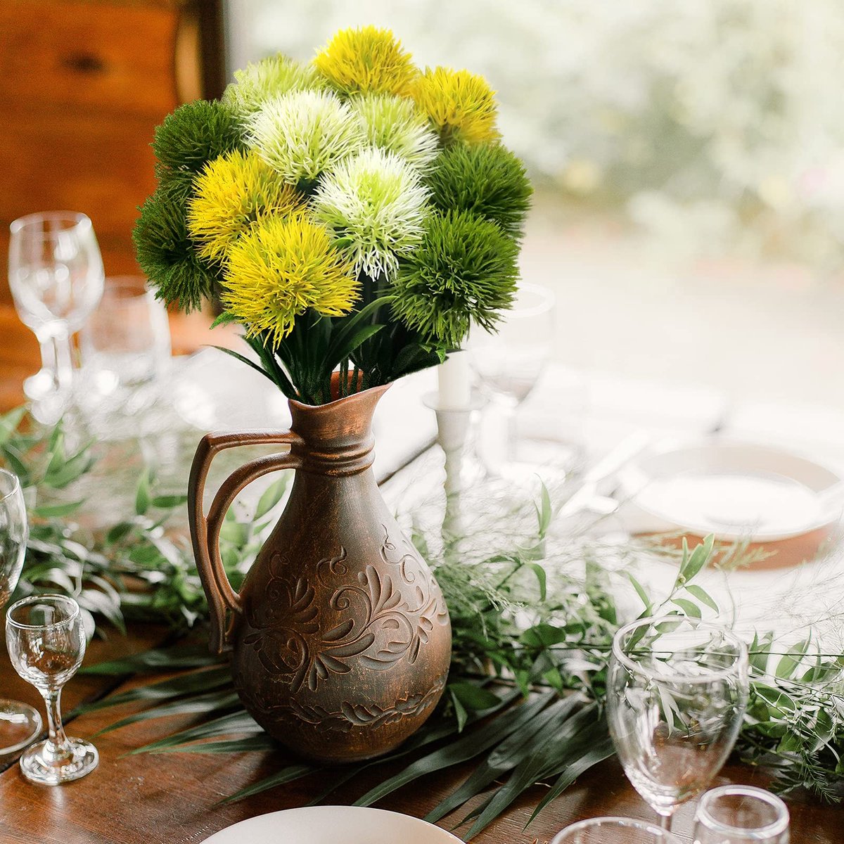 Ibenzoa® Kunstbloemen Paardenbloem Set met Drie Kleuren en Wenskaart voor Decoratie en Cadeau