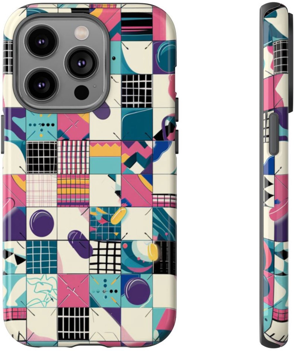 Kleurrijk Abstract Geometrisch Patroon – Telefoonhoesje Geschikt voor iPhone 14 Pro
