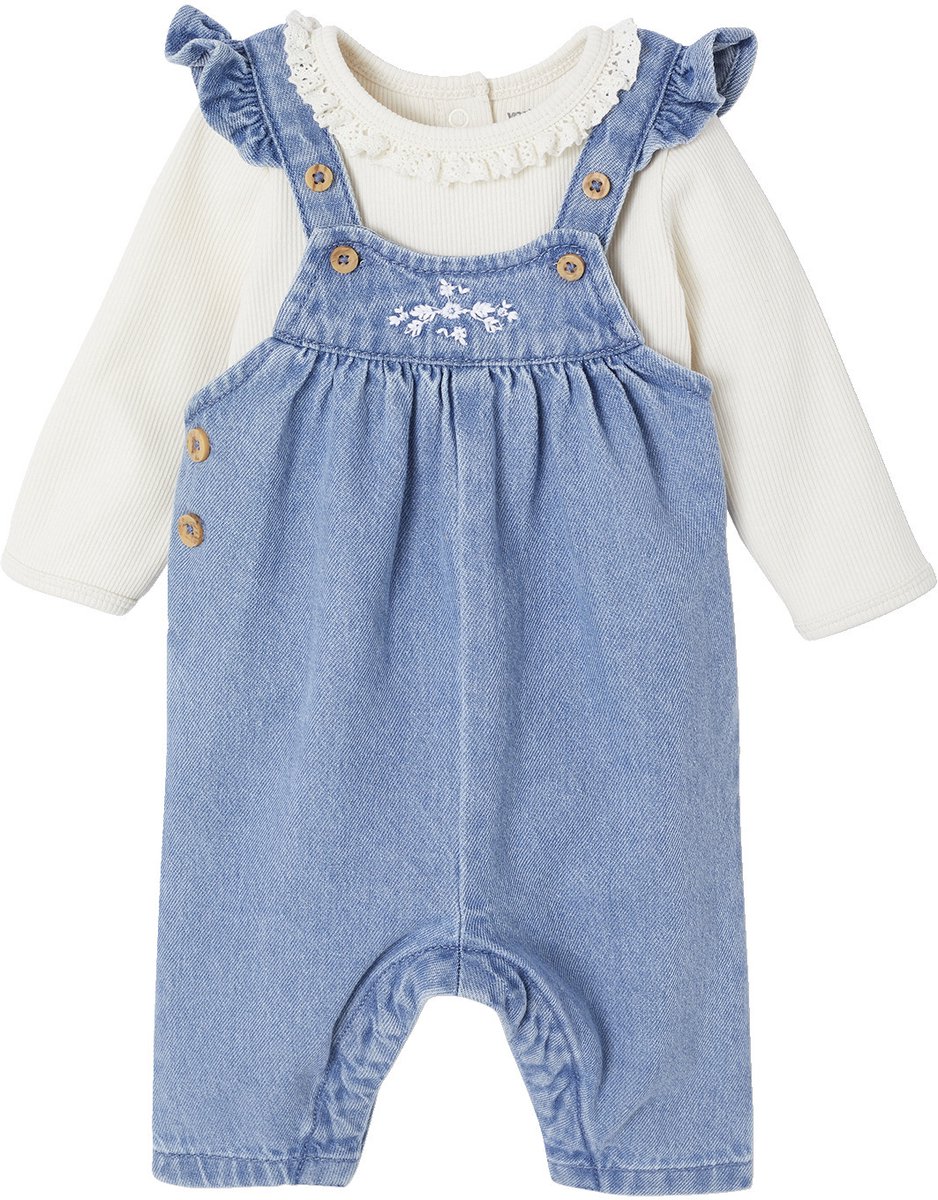 Vertbaudet 2-delige babyset met salopet van denim + body