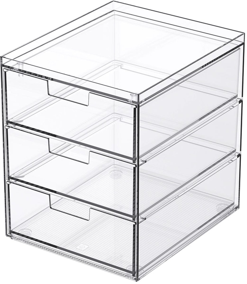 So Clever x Vacane Opbergbakje met 3 Lades 15.2 cm - Transparant - Stapelbaar | BPA-vrij
