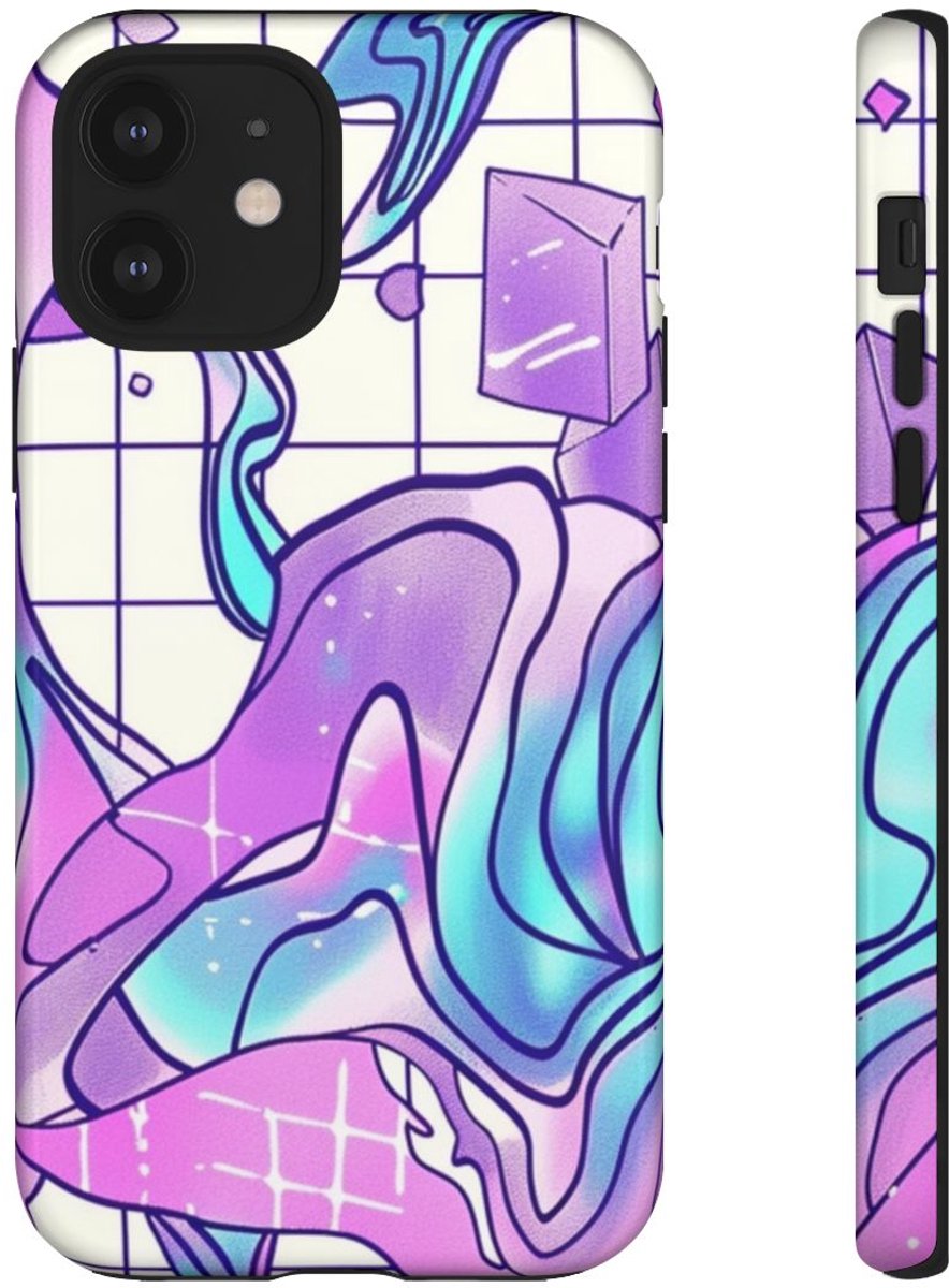 Abstract Kristal Vaporwave Patroon – Telefoonhoesje Geschikt voor iPhone 12