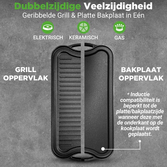 Grillplaat Inductie - Bakplaat - Gietijzer — afbeelding 3