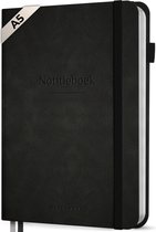 Systemyze Notitieboek A5 Hardcover Leer Gelinieerd – Notebook Journal – 256 Genummerde Pagina’s – 140 Grams Papier - Zwart