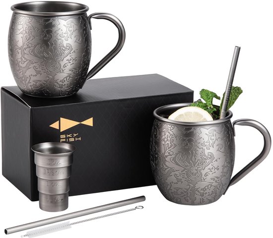 Moscow Mule Set, 0,45 ltr, 9 cm, hoogte 9 cm, vintage, set