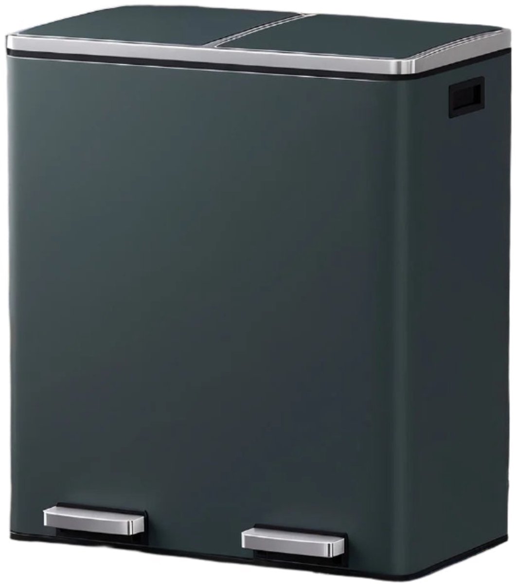 2 Compartiment Pedaal Trash Can - Recycling Bin - afvalcontainer - Hygiënisch en onderliggende ontwerp - 58,6 cm x 32 cm x 65 cm