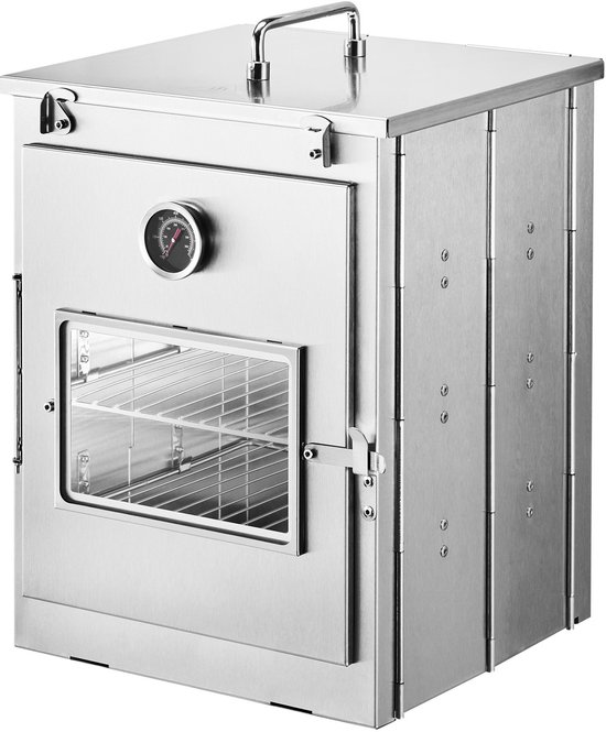 Opvouwbaar Kampeerfornuis Van Roestvrij Staal, Draagbaar Buitenfornuis met 3-Traps Grill, Geïntegreerde Handgreep en Thermometer, Geschikt voor Houtvuur en Propaangasfornuizen voor Bakken en Koken in de Buitenlucht van Merkloos — afbeelding 2