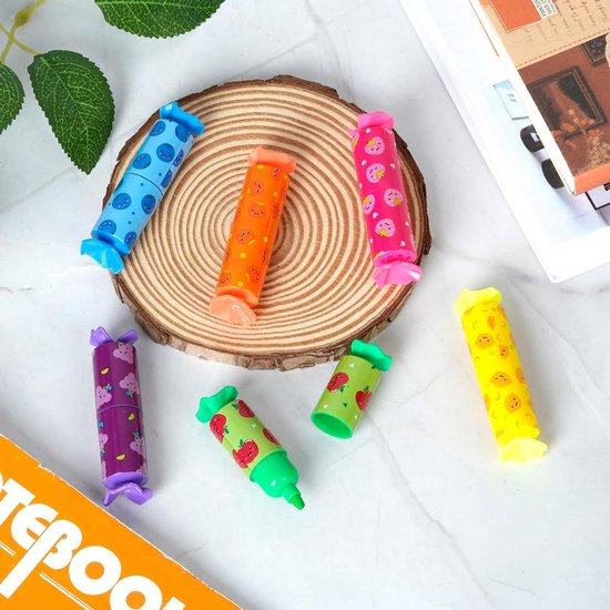 Legami Teddy's Style, set van 6 mini-markeerstiften, 1 x 7,5 cm, geel