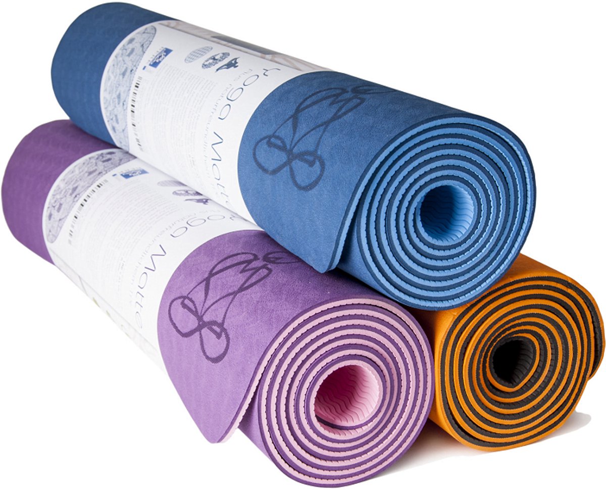 Yoga mat ecofriendly lila met flower of life