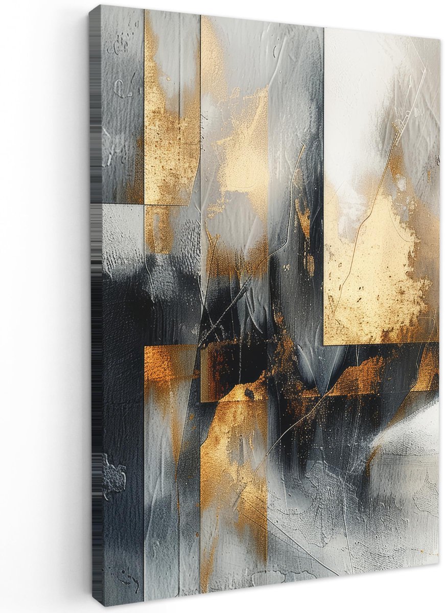 Ibenzoa Abstracte Canvas Wanddecoratie in Goud en Zilver voor Woonkamer en Slaapkamer, 20x30 cm Goud - Luxe