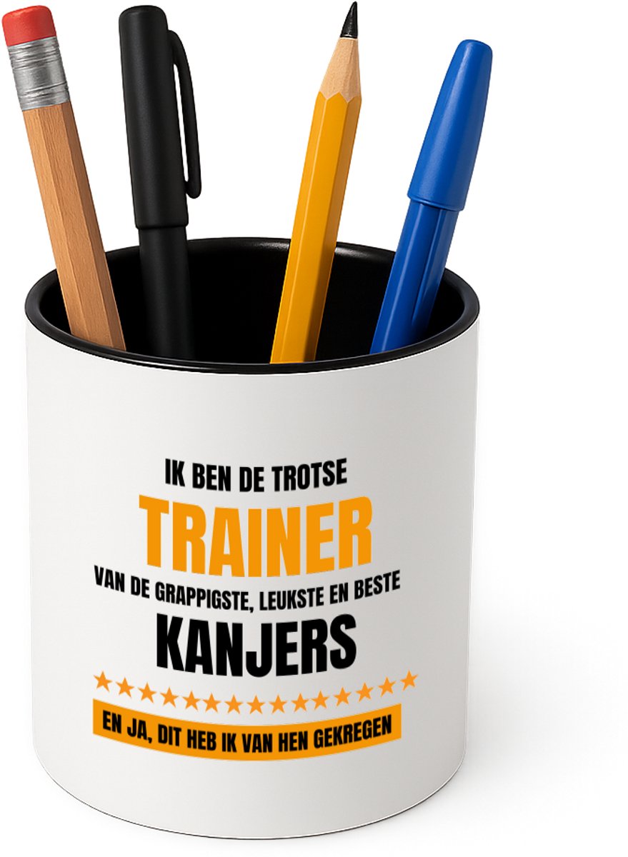 Hacebo® - Trotse trainer Pennenbakje - Trainer - een trainer - pennenhouder - sport - verjaardagscadeau - cadeau voor trainer - Pennenbakje zwart
