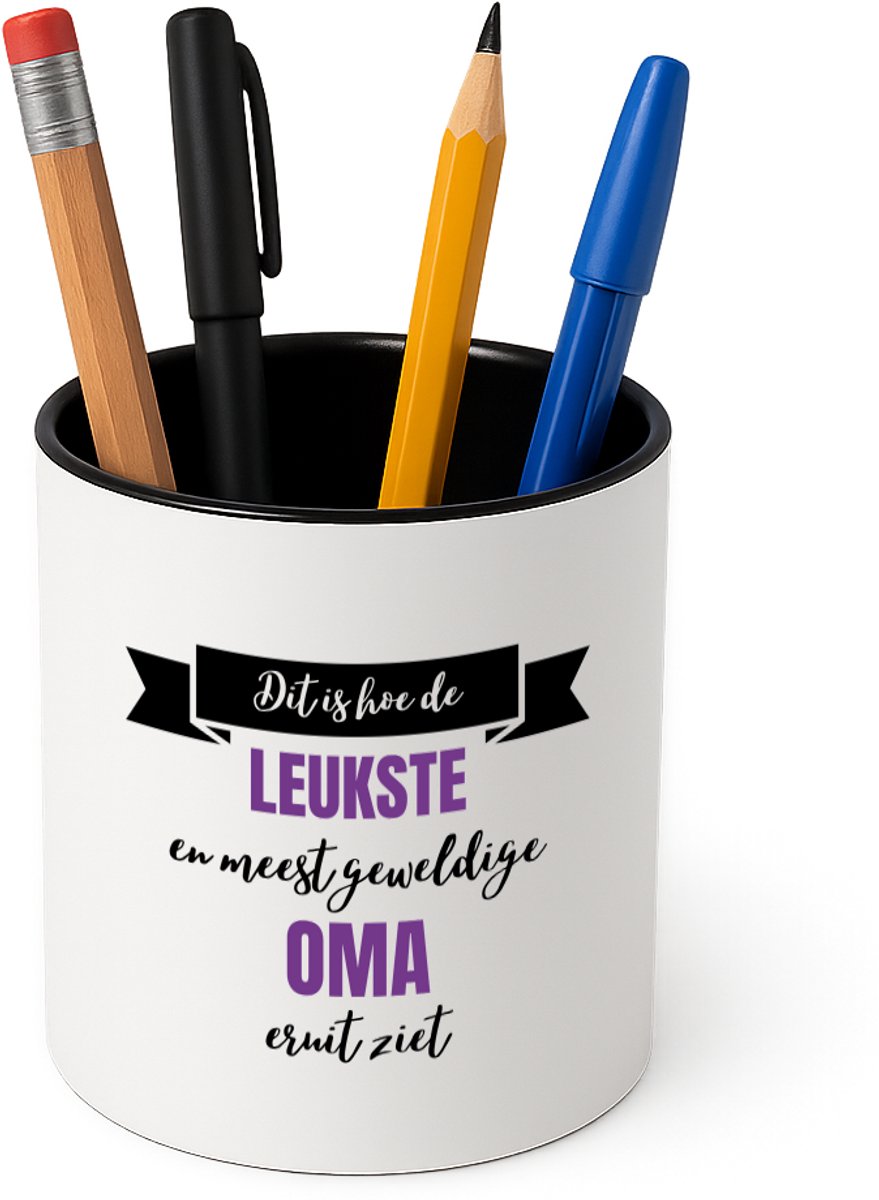 Hacebo® - Meest geweldige oma Pennenbakje - Oma - beste oma - pennenhouder - verjaardagscadeau - cadeau voor oma - kado - Pennenbakje zwart