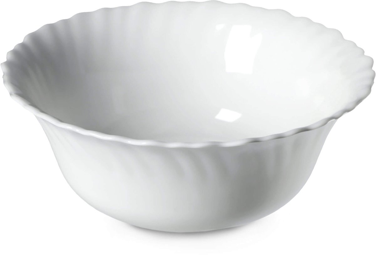 KADAX Kom van gehard glas, schaal, fruitschaal, slakom, dessertkom, mueslikom, soepkom, snackschaal, vaatwasmachinebestendig (diameter: 17,5 cm, wit)