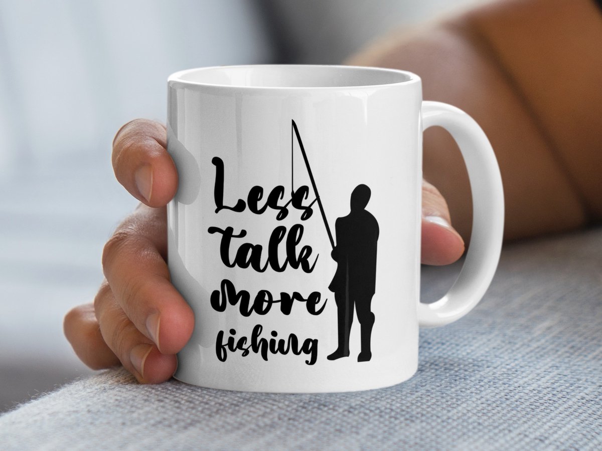 Less Talk More Fishing Mug, Vissen Mok, Grappige Visser Mok, Cadeau voor Visser, Vis Cadeau, Vis Liefhebber Cadeau Idee