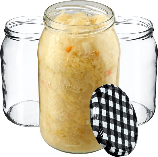KADAX Weckpotten, 900 ml, weckpot om in te zetten, inmaakpotten voor schroefdeksel, inmaakglas, bruikbaar als jampot, voorraadpot, conservenglas (24 stuks, wit), K5198