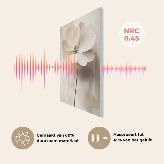 Panneau mural acoustique 70x100 cm - Peinture en Feutre Bloem - Beige - Peinture - Ombre - Panneaux acoustiques - Décoration murale insonorisante - Isolation phonique salon - Décoration murale panneaux sonores
